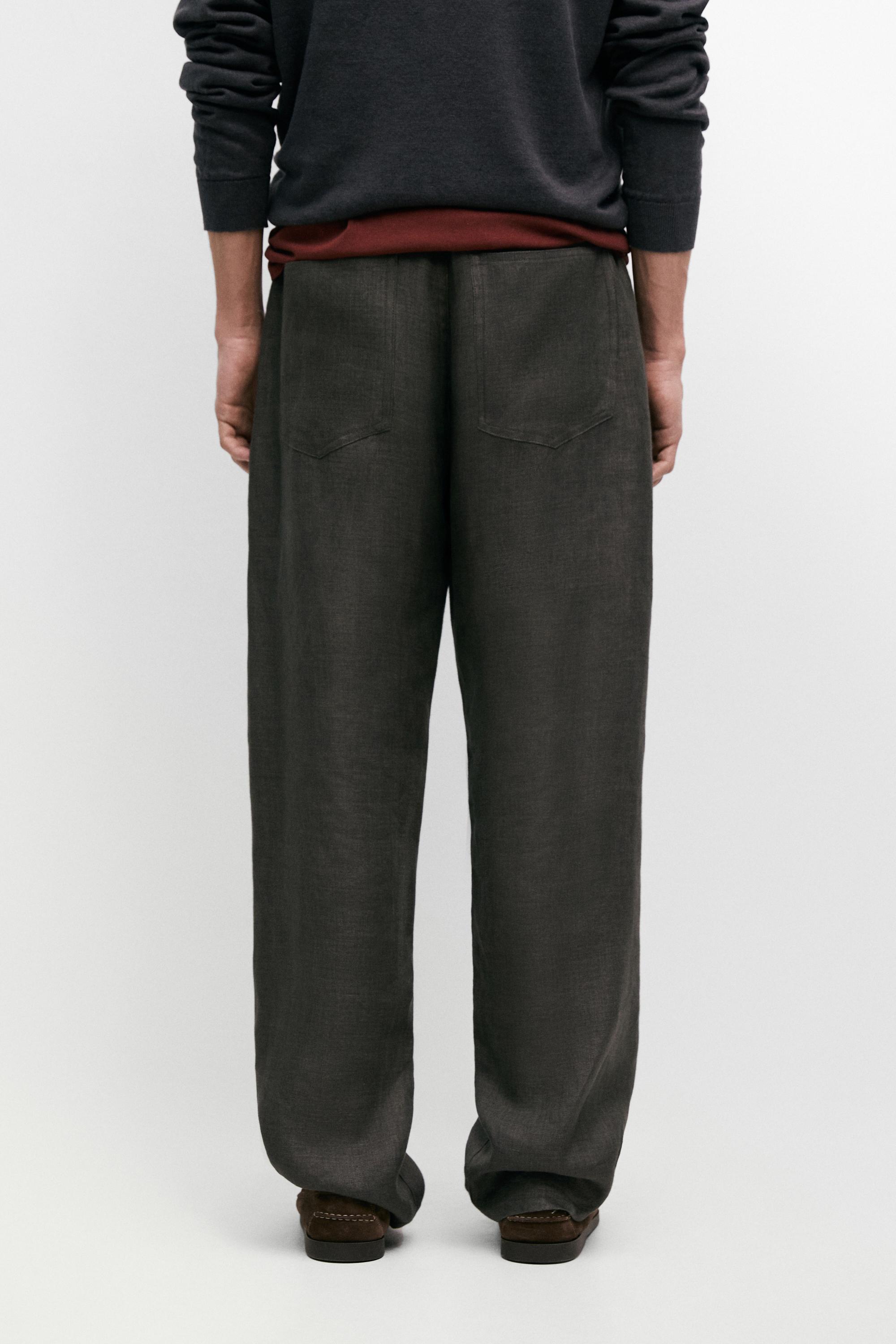 Faux jean semi-jogger en lin